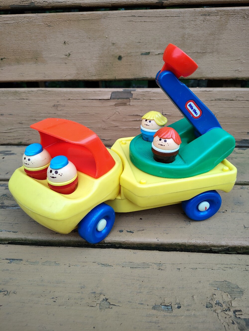 Vintage Little Tikes Toddle Tots Vehicle Up n Down Cherry Picker Truck w/4 Tots
